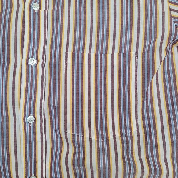 Vintage 80s Disco Vertical Stripes Shirt Large 23x31 Yellow - Picture 9 of 11